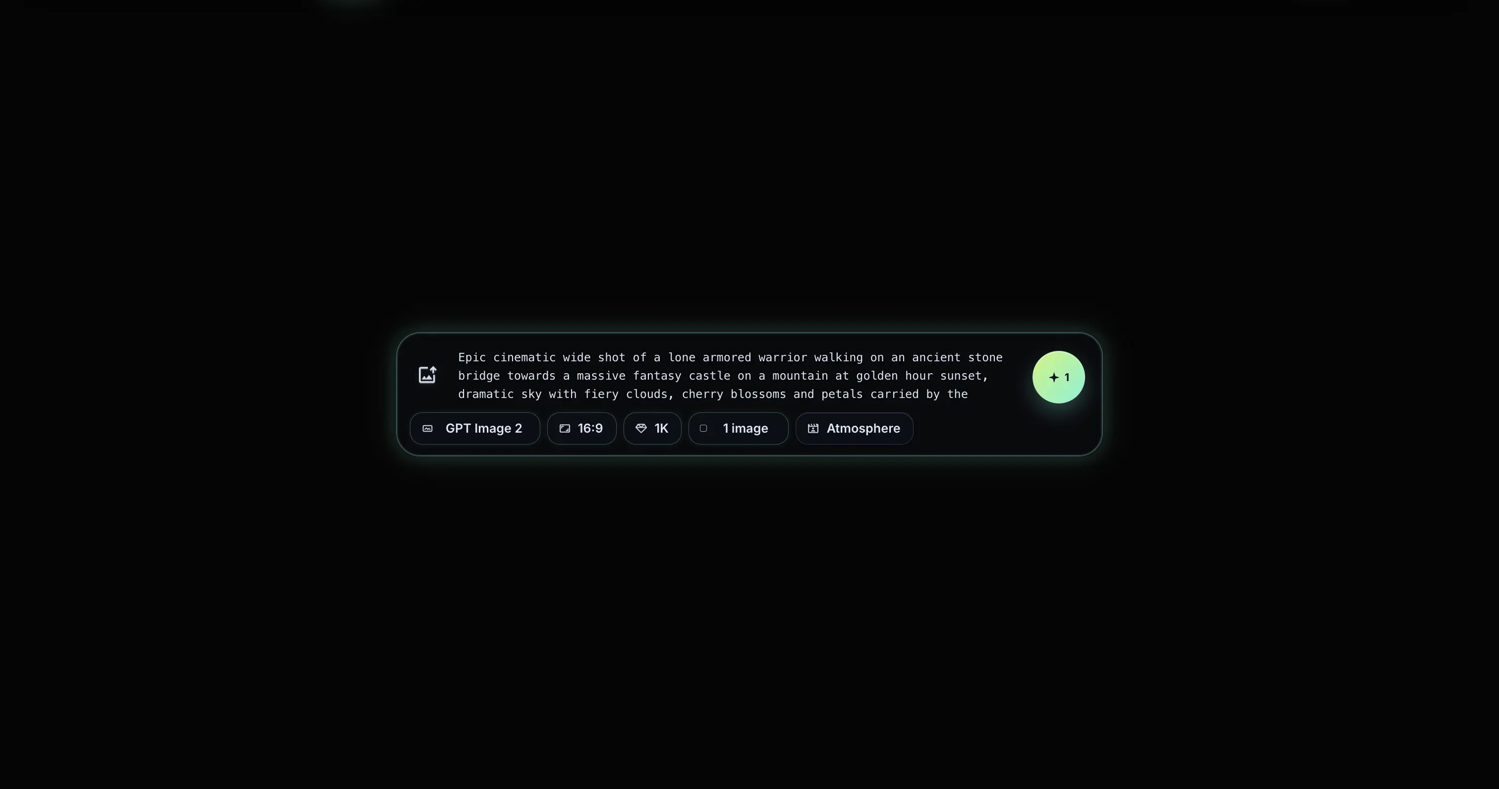 Prompt input with reference image upload and aspect ratio selector.
